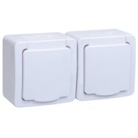 Розетка IEK Гермес 2-ая c/з IP54 белый/белый (5/50)