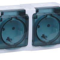 Розетка IEK Гермес 2-ая c/з IP54 белый/дым (5/50)