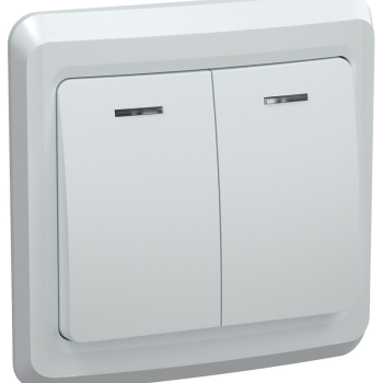 Выключатель IEK Вега 2кл. белый подсветка (50/200)