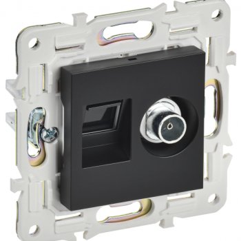 Роз. TV+RJ45 черный IEK Skandy (10)