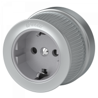 Розетка Werkel Ретро с/з шторки металл матовый хром 1-ая