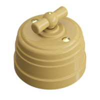 Выключатель пластиковый Усадьба 1ОП/проходной песочное золото 10А (1)