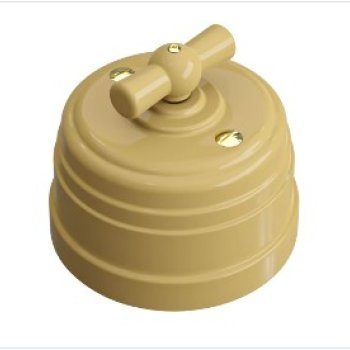 Выключатель Усадьба пластик песочное золото НА 2-4 ПОЛОЖЕНИЯ (1-2 КЛАВИШНЫЙ) ретро (6)