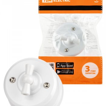 Выключатель ретро 2-кл. 10А белый пластик TDM Виви (6/36)