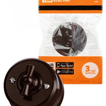 Выключатель ретро 2-кл. 10А коричневый пластик TDM Виви (6/36)