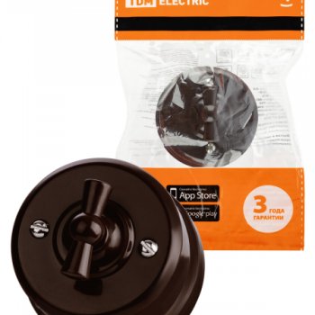 Выключатель ретро проходной 10А коричневый пластик TDM Виви (6/36)