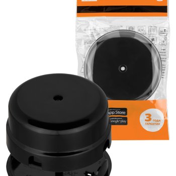 Коробка ретро распаячная D90х43мм черная пластик TDM Виви (6/36)