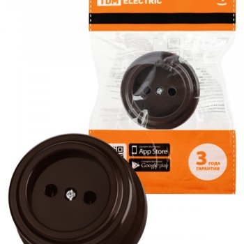 Розетка ретро б/з коричневая пластик 10А TDM Виви (6/36)