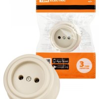 Розетка ретро б/з слоновая кость пластик 10А TDM Виви (6/36)