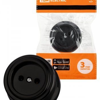 Розетка ретро б/з черная пластик 10А TDM Виви (6/36)