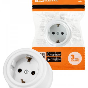 Розетка ретро с/з белая пластик 16А TDM Виви (6/36)
