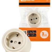 Розетка ретро с/з слоновая кость пластик 16А TDM Виви (6/36)