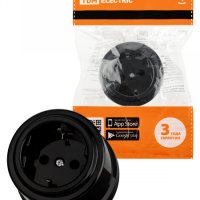 Розетка ретро с/з черная пластик 16А TDM Виви (6/36)