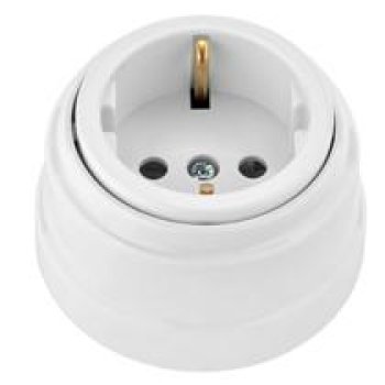 Розетка Ретро с/з 1-ая белый (12)