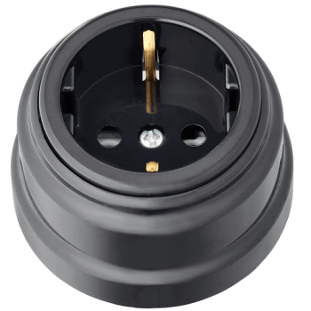 Розетка Ретро с/з 1-ая черный (12)