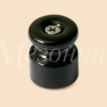 Изолятор Мезонинъ D19x24 черный фарфор универсальный ретро (40)