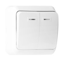 Выключатель Smartbuy Юпитер 2кл подсветка белый (10/200)