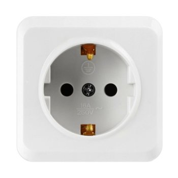 Розетка Smartbuy Юпитер 1-ая с заземлением белый керамика (10)
