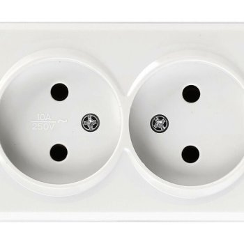 Розетка Smartbuy Юпитер 2-ая без заземления белый керамика (10/200)