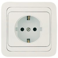 Розетка Makel Mimoza 1-ая белая с/з (12/120)