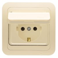 Розетка Makel Mimoza 1-ая крем с/з крышка (12)