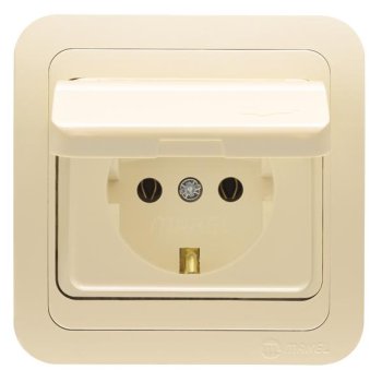 Розетка Makel Mimoza 1-ая крем с/з крышка (12)