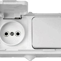 Блок Пралеска Аква 1кл. + розетка б/з  IP54 белый (30)