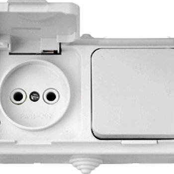 Блок Пралеска Аква 1кл. + розетка б/з  IP54 белый (30)