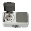 Блок Пралеска Аква 2кл. + розетка с/з  IP54 серый (25)