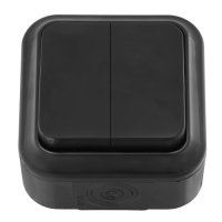 Выкл Пралеска Аква 2кл.  IP54 черный (48)