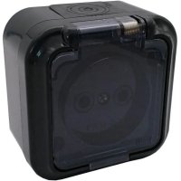Розетка Пралеска Аква  1-ая IP54 б/з черный (40)