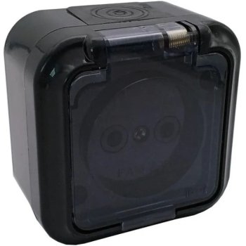 Розетка Пралеска Аква  1-ая IP54 б/з черный (40)