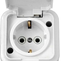 Розетка Пралеска IP54 1-ая белый с/з (50)