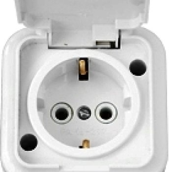 Розетка Пралеска IP54 1-ая белый с/з (50)