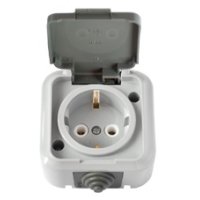 Розетка Пралеска IP54 1-ая серый с/з (50)