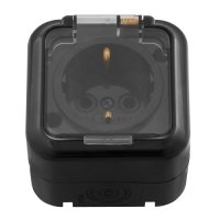 Розетка Пралеска Аква  1-ая IP54 с/з черный (36)