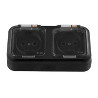 Розетка Пралеска Аква  2-ая IP54 б/з черный (24)