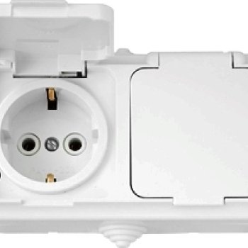 Розетка Пралеска Аква  2-ая IP54 с/з белый (30)
