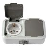 Розетка Пралеска IP54 2-ая серый с/з (30)