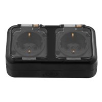 Розетка Пралеска Аква  2-ая IP54 с/з черный (16)