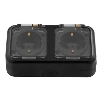 Розетка Пралеска Аква  2-ая IP54 с/з черный (16)