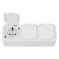 Розетка Пралеска Аква  3-ая IP54 с/з белый