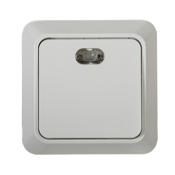 Выключатель ASD BOLLETO 1кл. 7121 белый накладной подсветка (10)