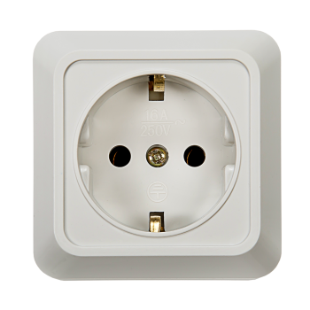 Розетка ASD BOLLETO 1-ая с/з 7028 белый накладная (10)