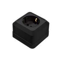 Розетка BOLLETO 1-ая с/з 7028B черная накл (10)