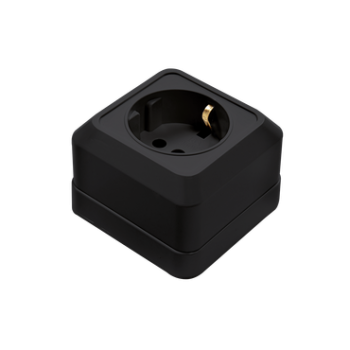 Розетка BOLLETO 1-ая с/з 7028B черная накл (10)