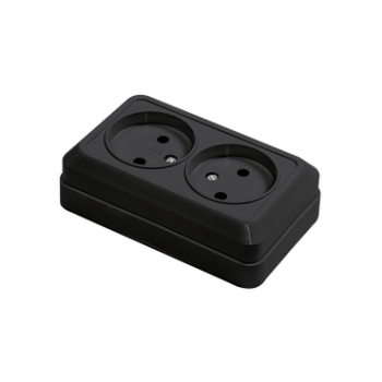 Розетка BOLLETO 2-ая 7102B черный накл (10)