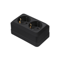 Розетка BOLLETO 2-ая с/з 7128B черная накл (10)