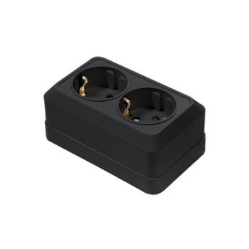 Розетка BOLLETO 2-ая с/з 7128B черная накл (10)