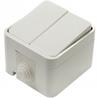 Выключатель AQUA 2кл. 3200 белый подсв IP44 (10)